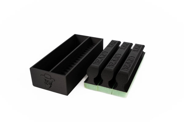 Mat's Beard Bar Holder and 3 Original Beard Bars - Luxury gifts for men.