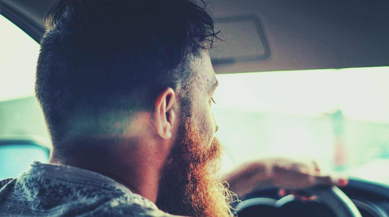 Bearded Man Driving