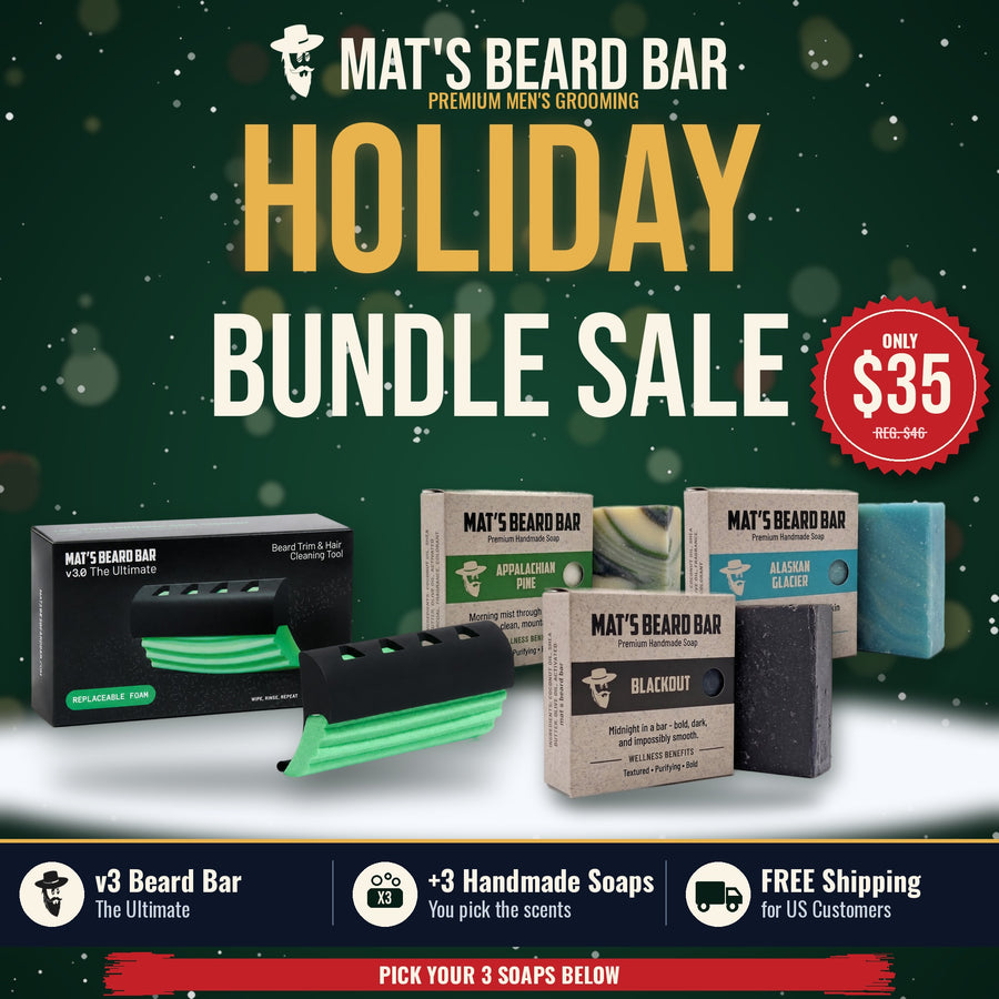 Holiday Bundle – v3 Beard Bar + 3 Soaps