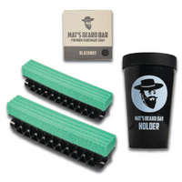 Mat's Beard Bar - Boyfriend Bundle - Beard Bar Pro v2.0 (2 count), Beard Bar Pro v2.0 Holder, Blackout Premium Bar Soap - FLEXIBLE - Clean Up Beard Trimmings from Sinks and Countertops After Shaving - Best Gifts for Men